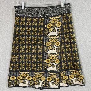 Krimson Klover Merino Wool Wrap Skirt Size M Floral Nordic Knit Ski Bunny Cozy